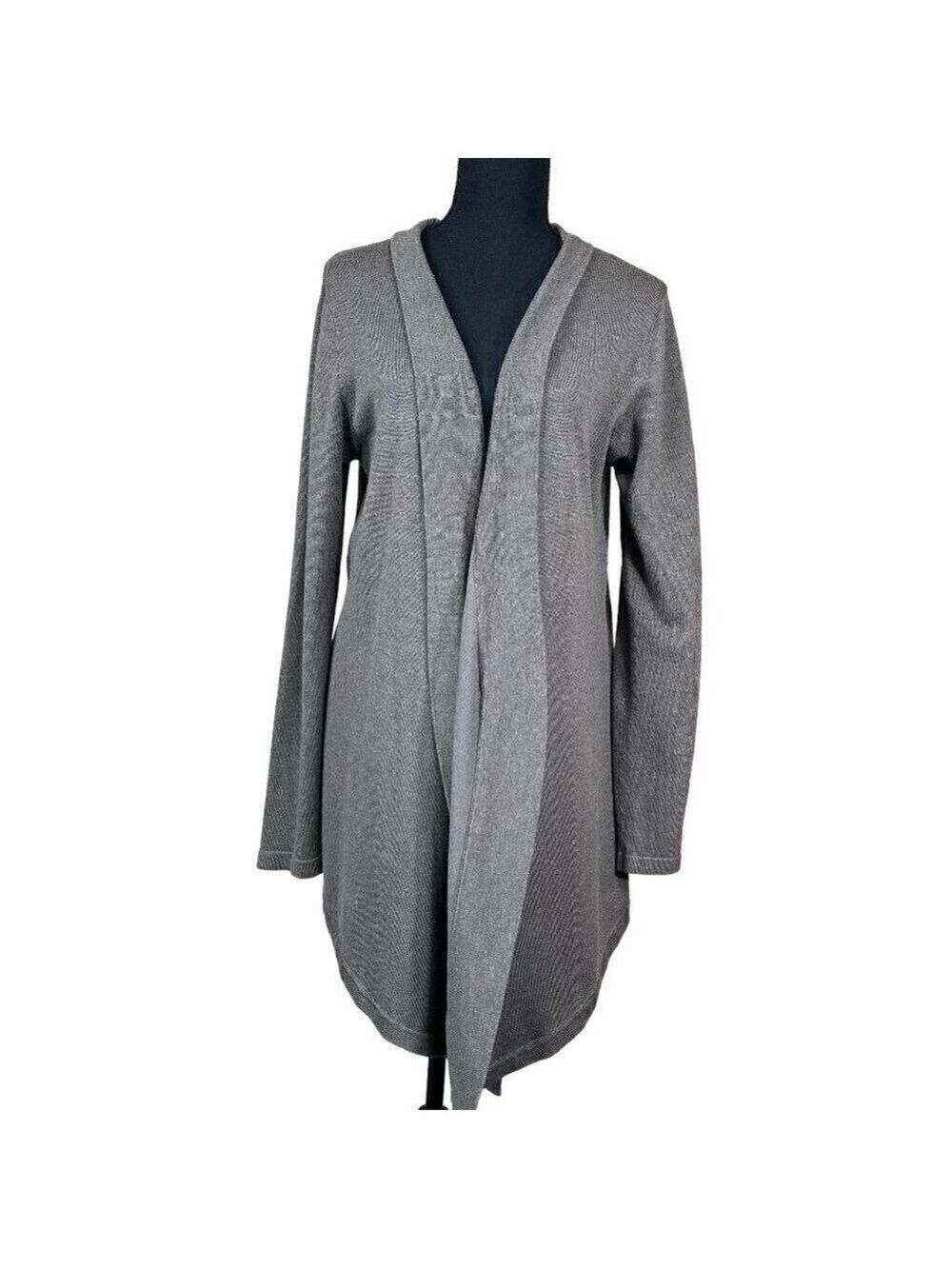 89th & Madison Gray Waterfall Long Cardigan Sweater Size L